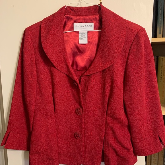Sag Harbor Jackets & Blazers - Sag Harbor Women's Textured Red Blazer